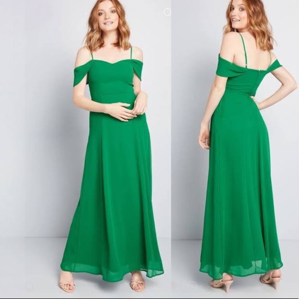 ModCloth Green Maxi Dress Evening Gown NWT Size 0
